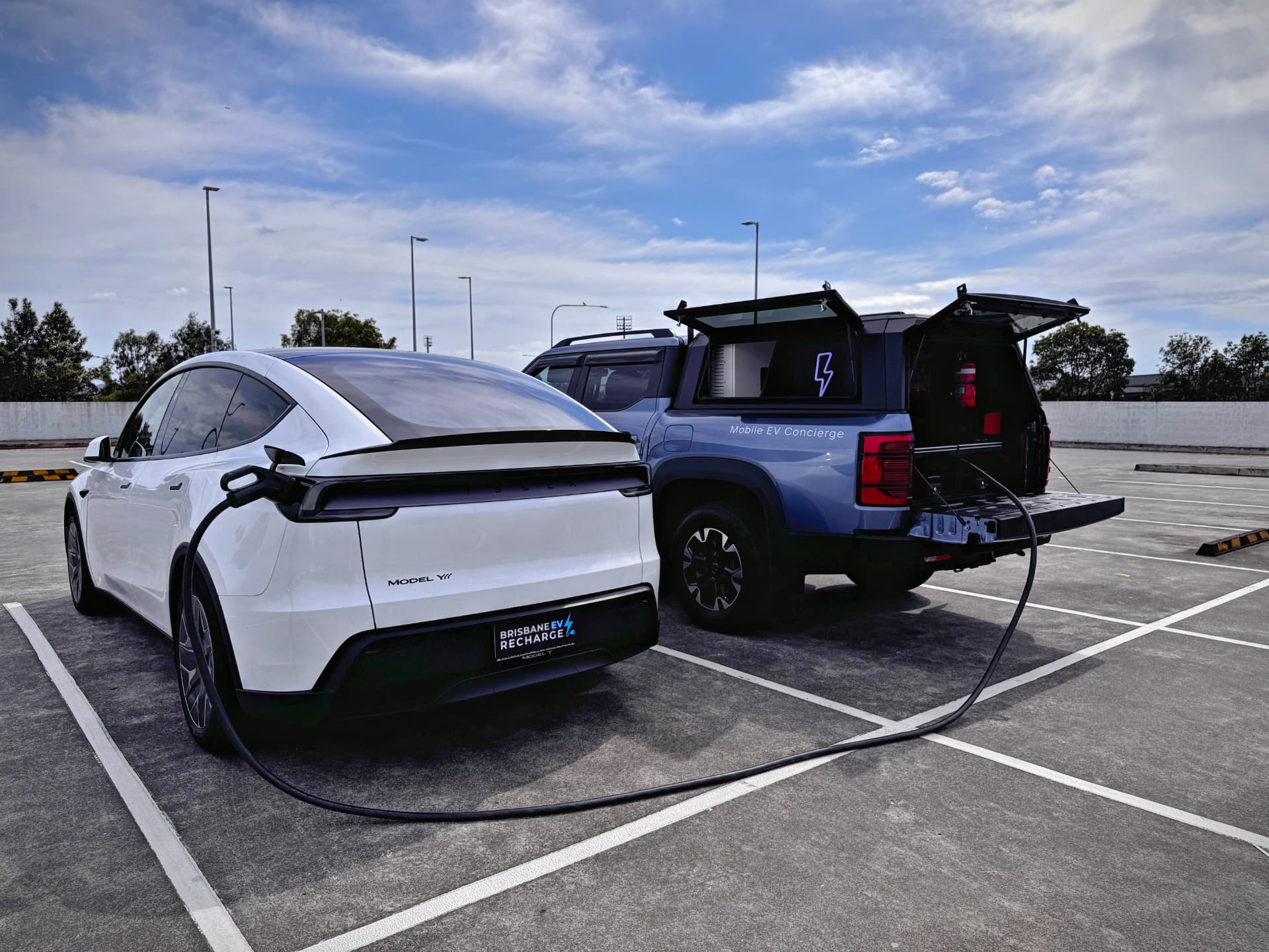 Brisbane EV Recharge BYD Shark mobile charging rig parked on site, ready to deliver mobile EV charging across Brisbane.